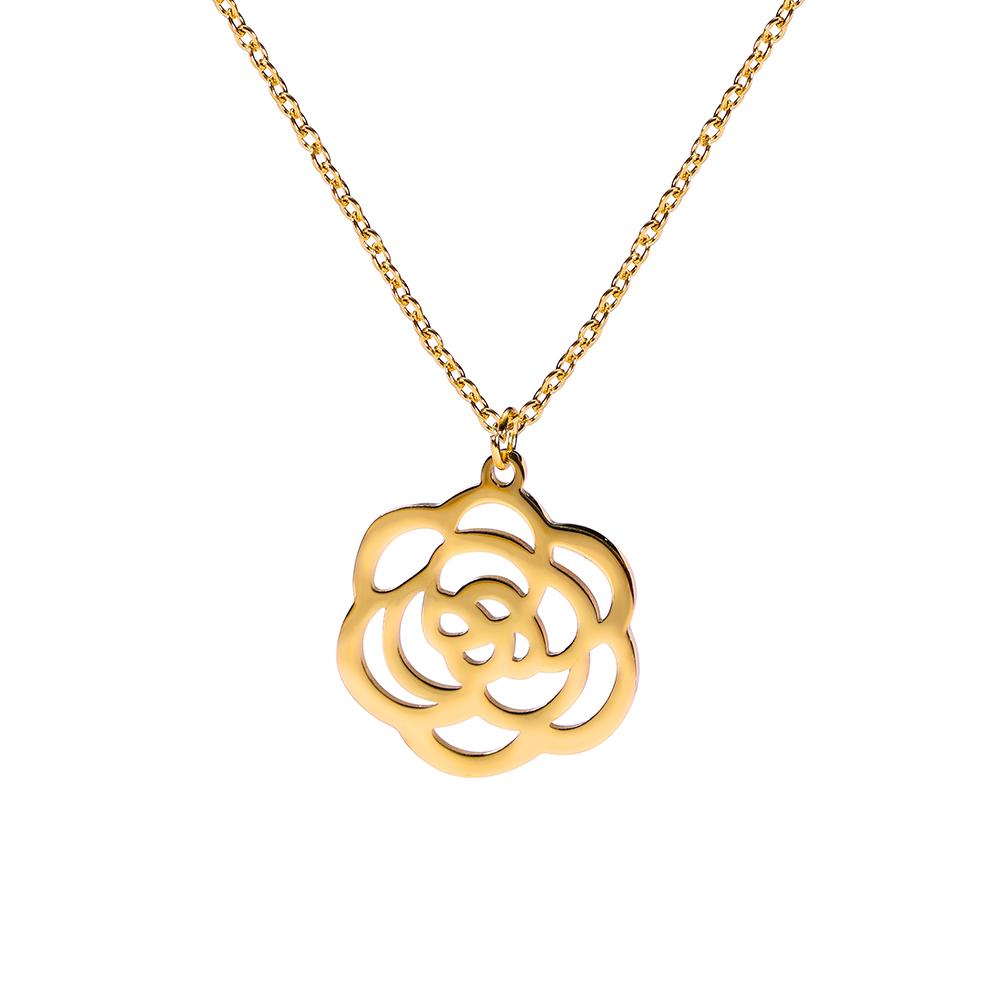 Cazador Rose Flower Pendant Necklaces Stainless Steel Jewelry Choker Necklaces Wedding Mother's Day Gift for Women Lover New
