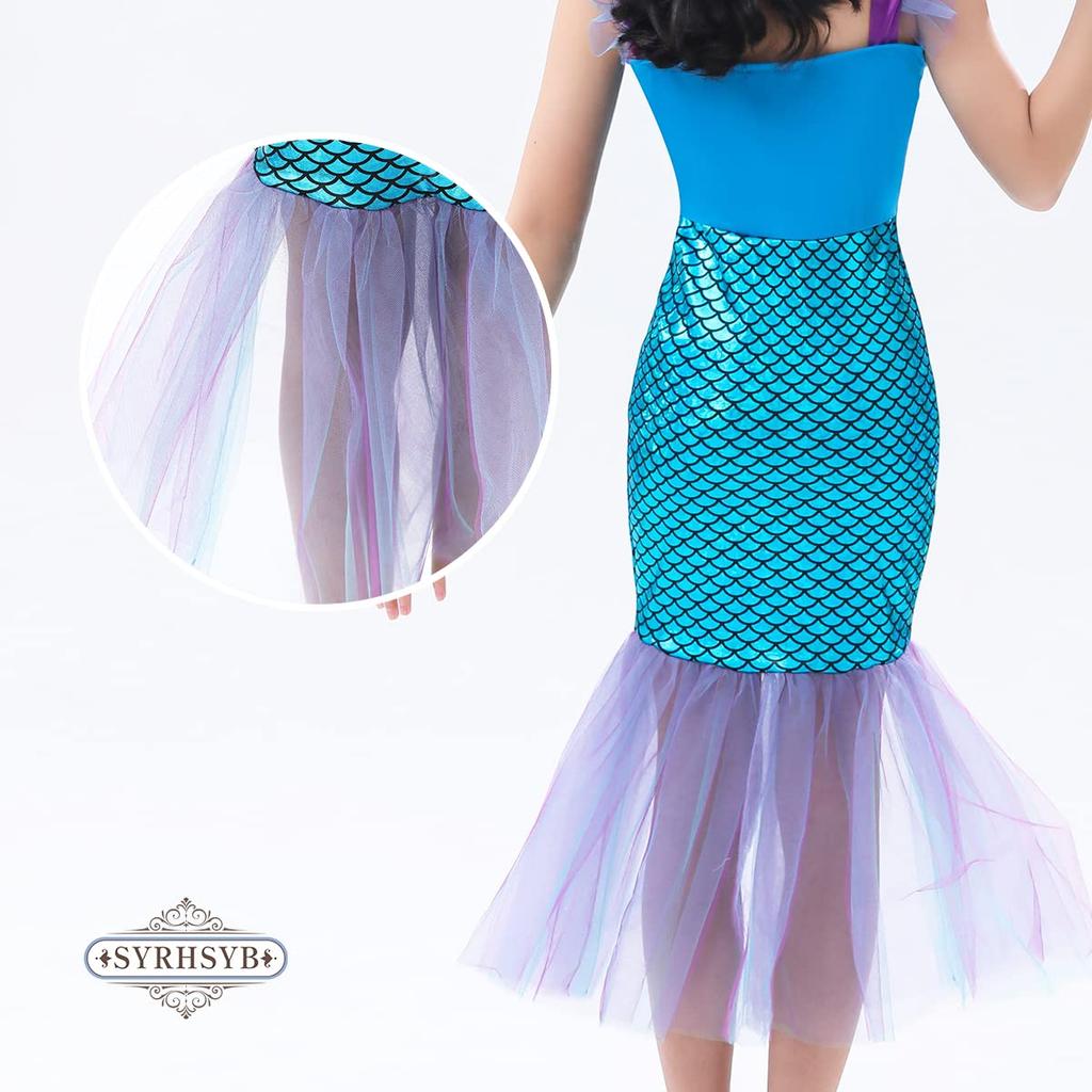 [SYRHSYB] Ariel Dress, Little Mermaid Dress, Mermaid Costume, Cosplay, Children's Costume, One-Piece Princess Dress, Stage Costume, Disguise,