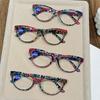 Stylish Cat Eye Reading Glasses Women Men Vintage Retro Flora Printed Eyewear Trendy Ultralight Presbyopia Plus Diopters