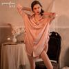Sexy Underwear Ye Menglian Sexy Silk Outer Boyfriend Style Shirt Women's Spring and Autumn Morning Robe Long-sleeved Loungewear Large Size