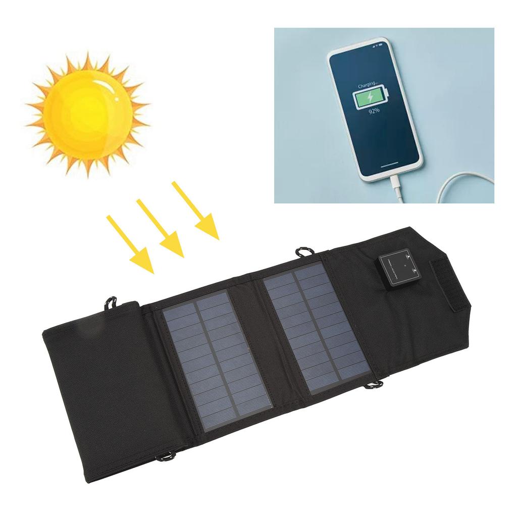 Solar Folding Charger 12W Dual USB Waterproof Heat Resistant Portable Solar Panel Charger for Laptop