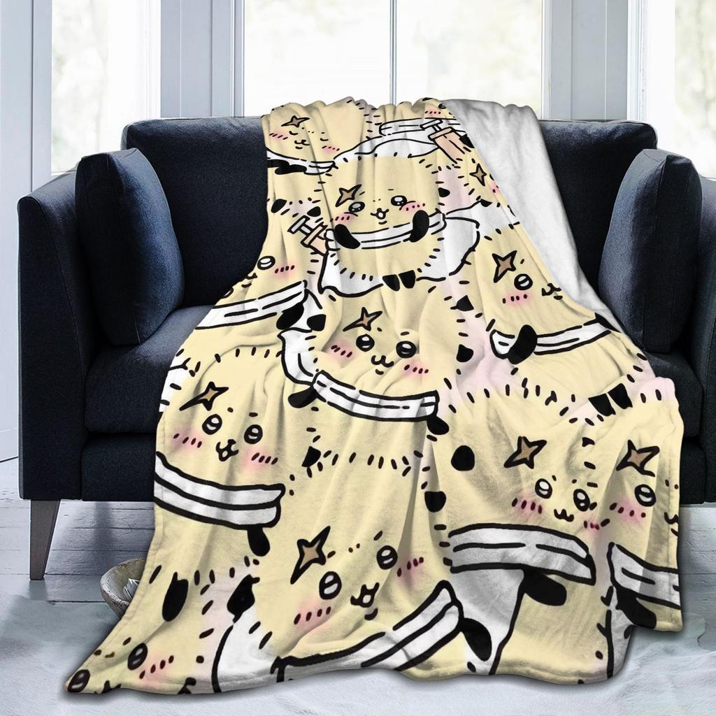 Cute Chiikawa Racco Blanket Fleece Printed Usagi Hachiware Breathable Soft Throw Blankets for Sofa