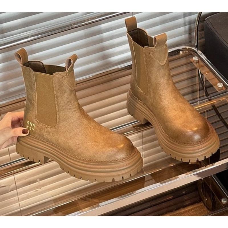 Fashion Trend for Spring and Autumn New Style Retro Shoes High Quality Leather Sleeves Wear-resistant Luxury Boots with Thick Soles