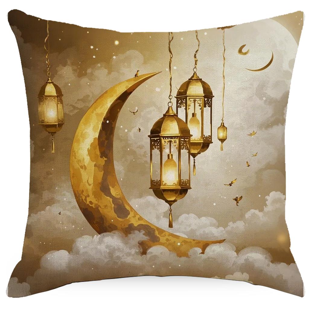 New Golden Moon Pillow Case Ethnic Style Holiday Decoration Oil Lamp Printing Pillow Home Sofa Pillow