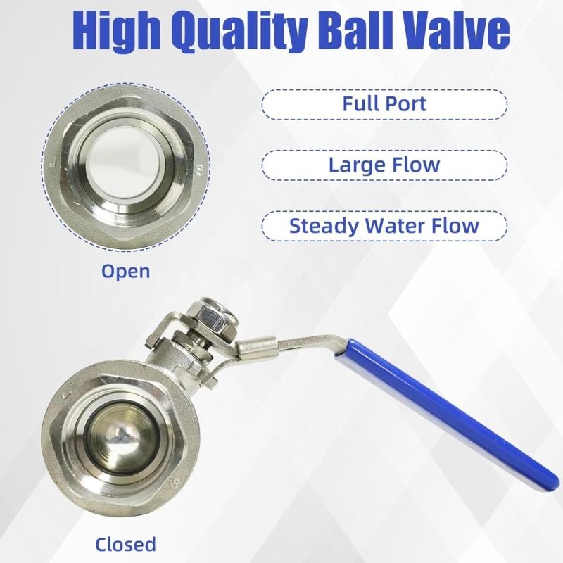 Stainless Steel Ball Valves Metal Threaded Water Pipe Connector 3/4inch Garden Hose Shut Close Valves Water Pipe Fitting