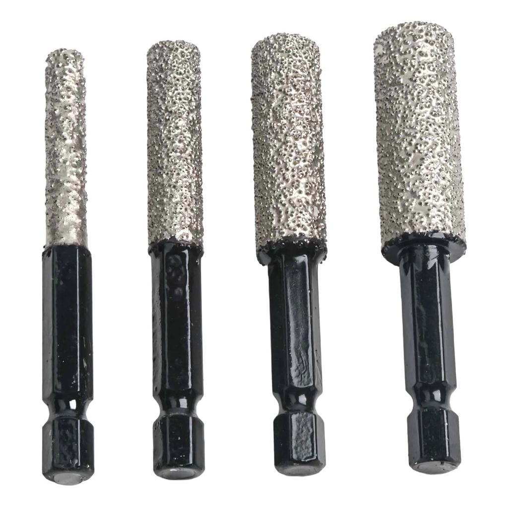 4pcs Hole Opener Vacuum Brazed Dry Drill Bit 6/8/10/12mm Hole Cutter Hex Handle Grinding Trimming Tile Marble Drilling Drill Bit