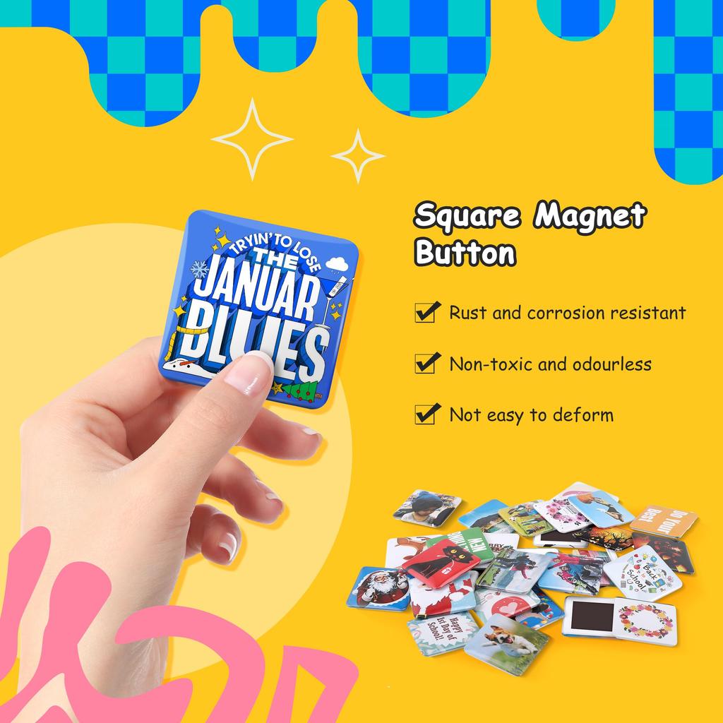 Magnetic Square Badge 100 Set of 100 Badge Machine Material, Pieces, Badges, Material, 5050cm