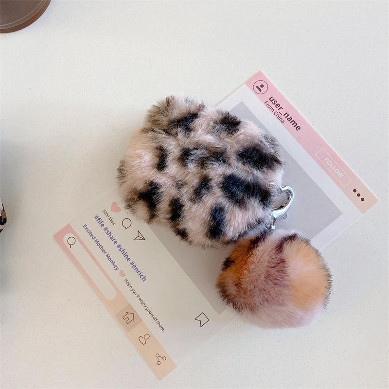 Autumn and Winter Plush Leopard Print for AirPods Pro1 Generation Protective Case 1 Generation Pro1 Apple Bluetooth Headset Case Female