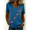 Women's T Shirt Print Graphic Flag American Flag Vintage Stylish Classic Short Sleeve V Neck Regular Tops Summer Spring