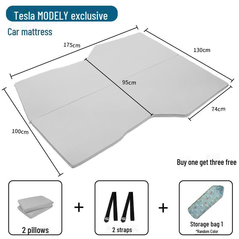 Tesla Model Y Car Mattress - Thickened, Foldable for Rear Seats, Ideal for Travel, Camping, and Rest.