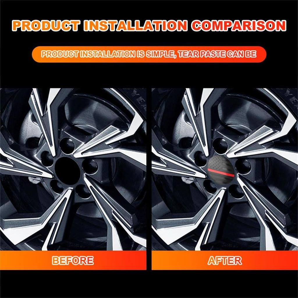 Gevrkjenp Flag Wheel Center Cover, Hub Wheel Center Sticker - 4 Pcs Aluminum Alloy