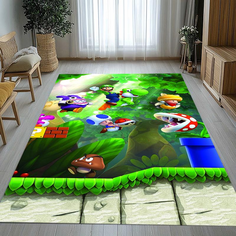 Tappeto Retro M-Mario Bros Gioco Cartone Animato Soggiorno Antiscivolo Tappeto Morbido per Camera da Letto Stanza dei Giochi dei Bambini Divano, Tappetino Decorazione Casa Regalo