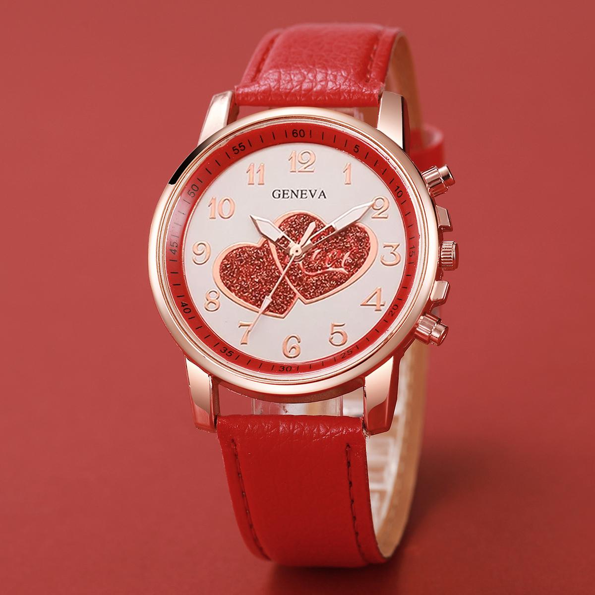 

1/4PCSt Fashion Women Watches Heart Dial Quartz Watch Casual Leather Strap Women s WristWatches Reloj Mujer