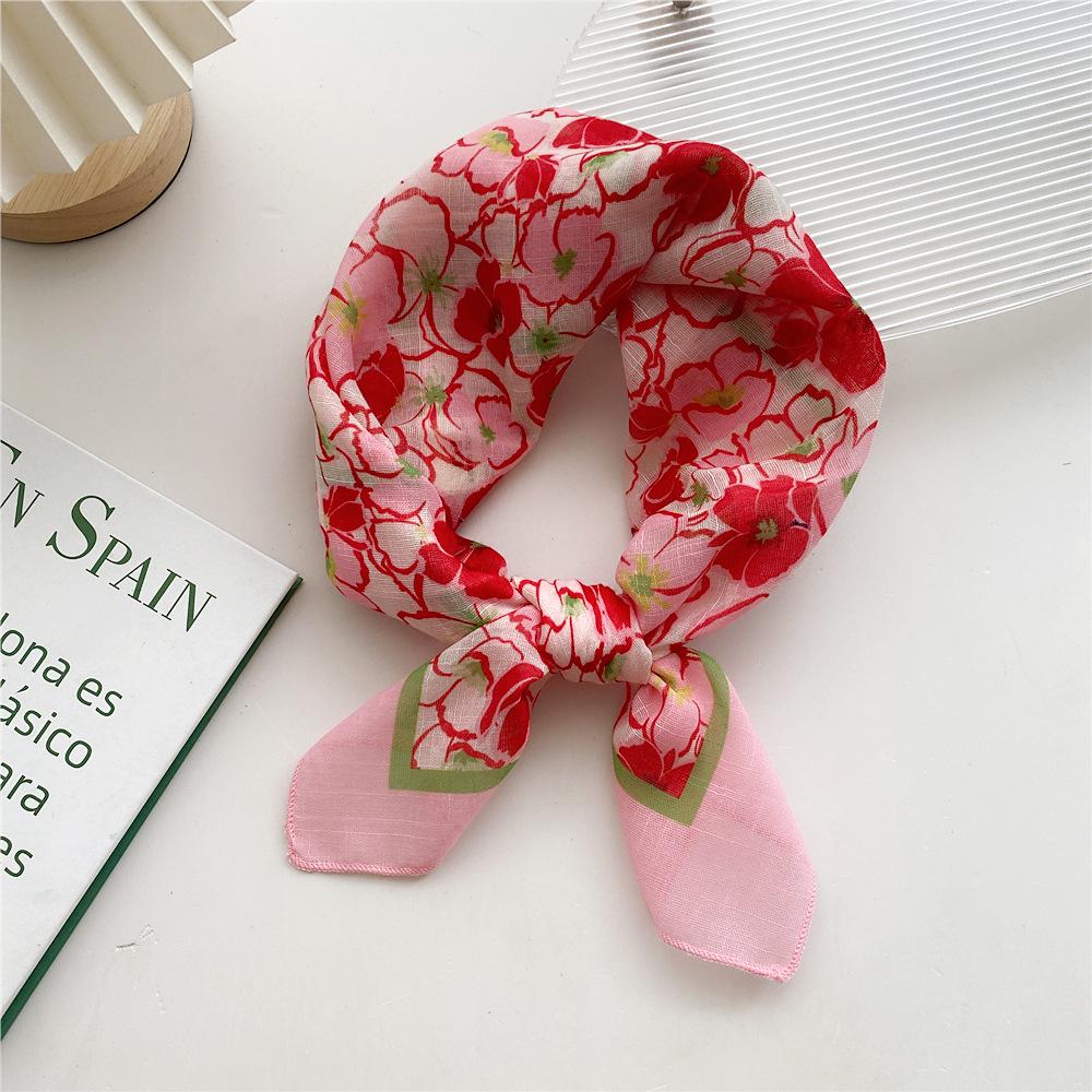 58 Cotton Linen Silk Scarf - Versatile Korean Fashion Neck and Head Bandana for Women