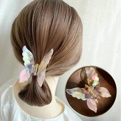 French Retro Butterfly Hair Clips Grabbers Durable Lightweight Acetic Acid Back Of The Head Coiled Hair Grasping Clips Headwear Hair Accessories