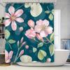 Nature Floral Shower Curtain Green Leaf Pink Flower Home Decor Waterproof Bath Rug Decoration Soft Fabric Printing Modern Design