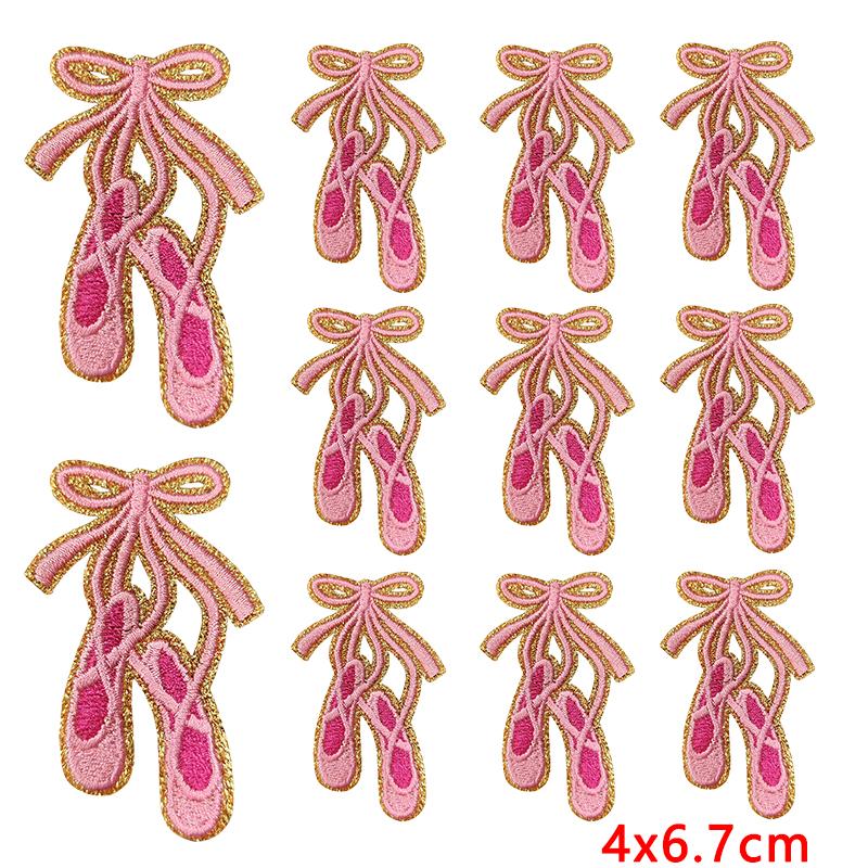 10pcs /Lots Ballet Girls /Dancing Shoes Embroidery Patch Cartoon Love Heart /Letter Patches Iron On Patches For Dance Skirt Sew Diy 