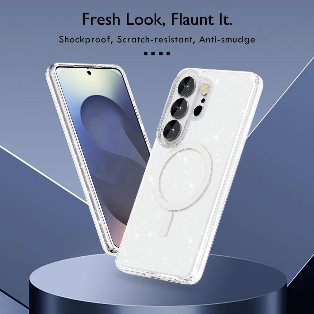 For Samsung Galaxy S26 Ultra Magnetic Case Glitter Powder PC + TPU Phone Cover