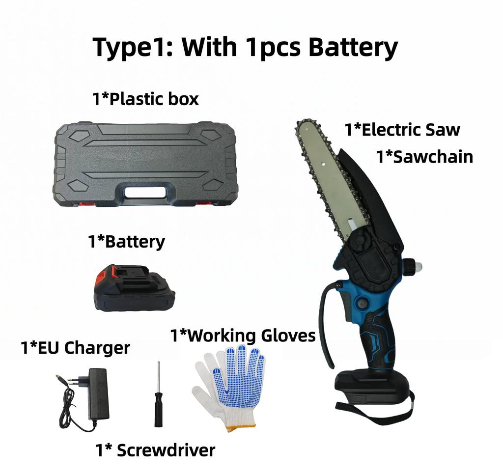 6inch Mini Chainsaw Cordless Set for Wood Cutting Tree Trimming Courtyard Household and Garden Portable Electric Chain Saw