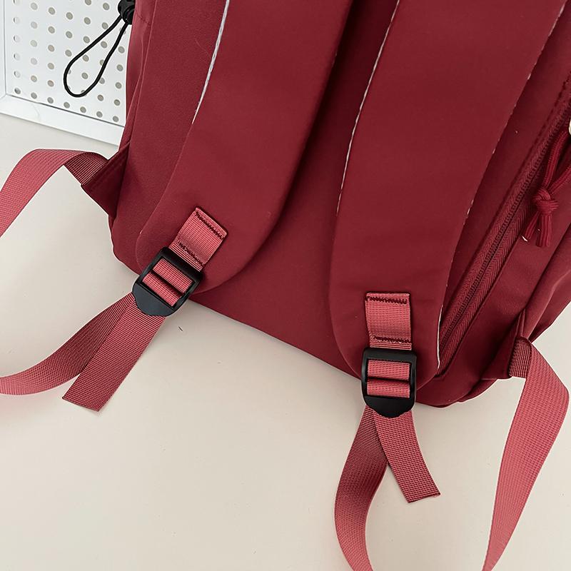 Schoolbag Women's Solid Color Backpack For Middle School Students