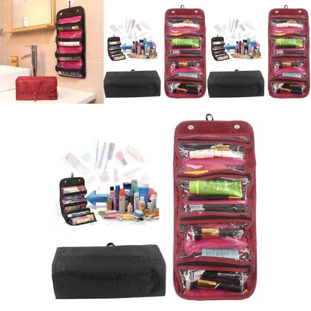 Compact And Stylish Cosmetic Organiser Roll And Go Cosmetic Bag With 4 Zippered Compartments