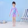 Costume da bagno intero a maniche lunghe con volant per bambina, con slip, certificato CPC per bambini