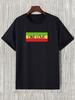 Unisexs Grey Cotton Tee One Love Reggae Color Block Text Graphic Crew Neck Short Sleeve Retro Oversized Male Streetwear Casual Top
