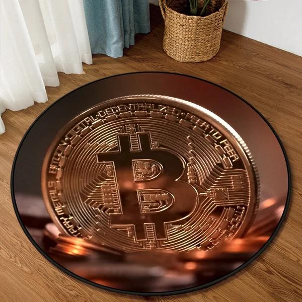 

Bitcoin Round Carpet Anti-Slip Circle Area Rug Large for Home Living Room Floor Mat Bedroom Decor Chair Drum Rug Chair Doormat 40X40cm