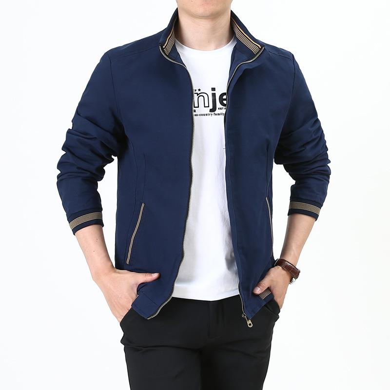 New Spring and Autumn Thin Casual Jacket Men's Stand-up Collar Medium Handsome Top Dad Wear