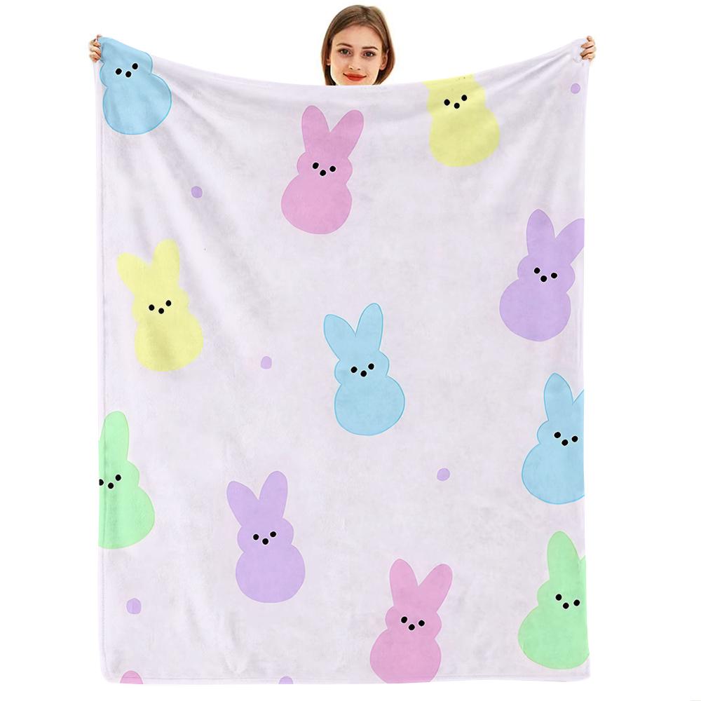 Pastel Dot Stripe Cartoon Anime Print Flannel Blanket Soft Warm Throw for Kids Bedroom Sofa Christmas Office Car