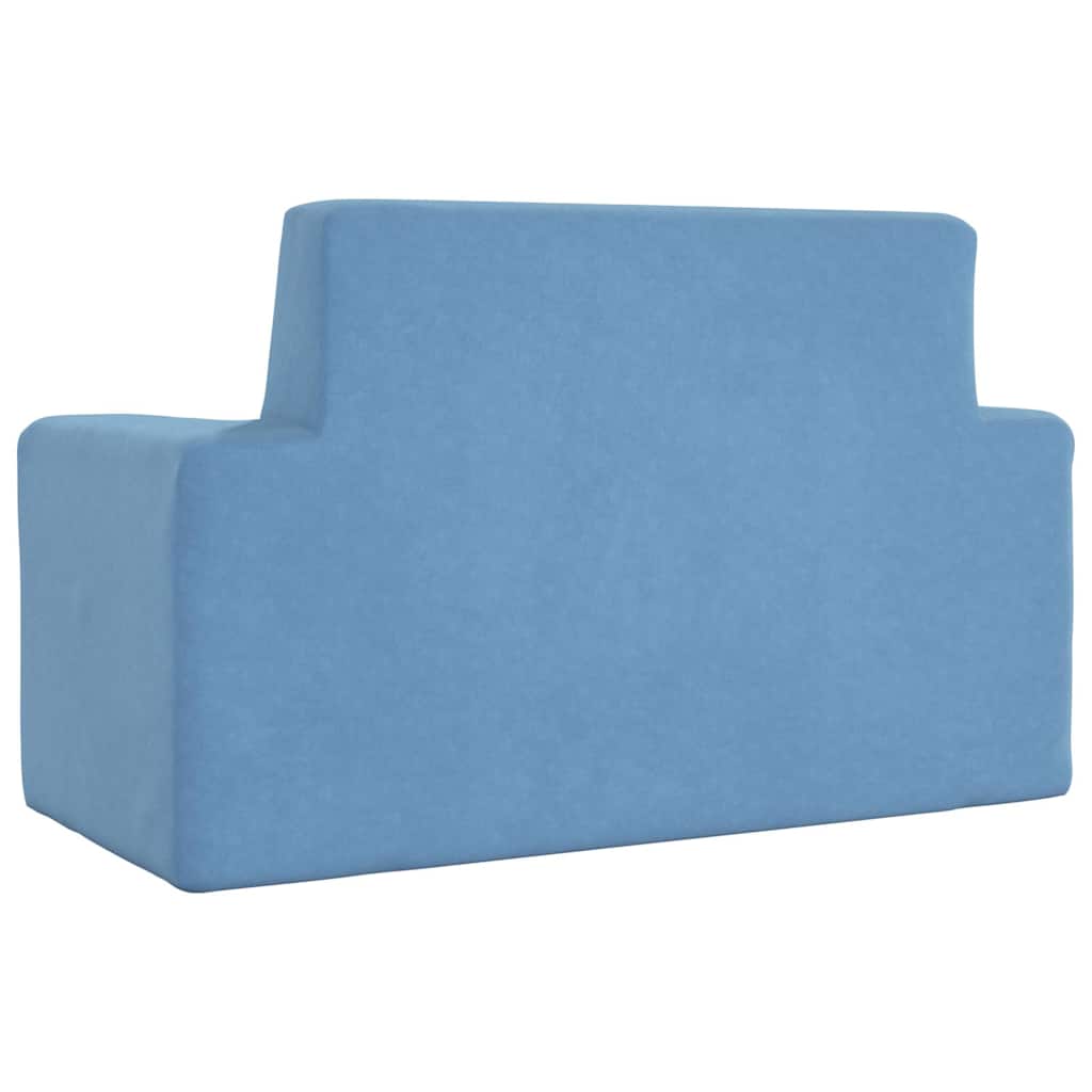 Kids Sofa 2 Seater Blue Soft Plush