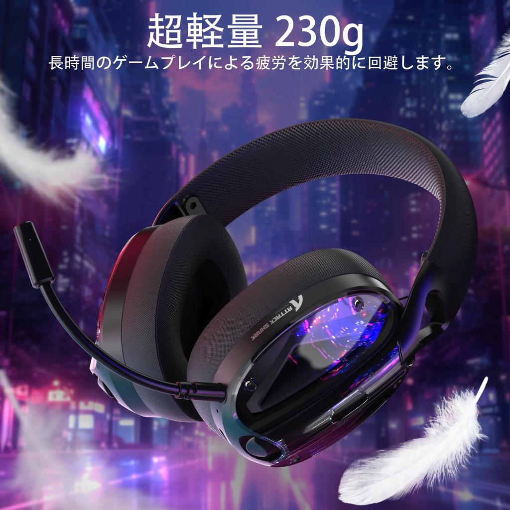 ATTACK SHARK L60 Wireless Gaming Headphones Battery 40mm 3D Surround Noise Removable Transparent Compatible with and Technical Standards Certification