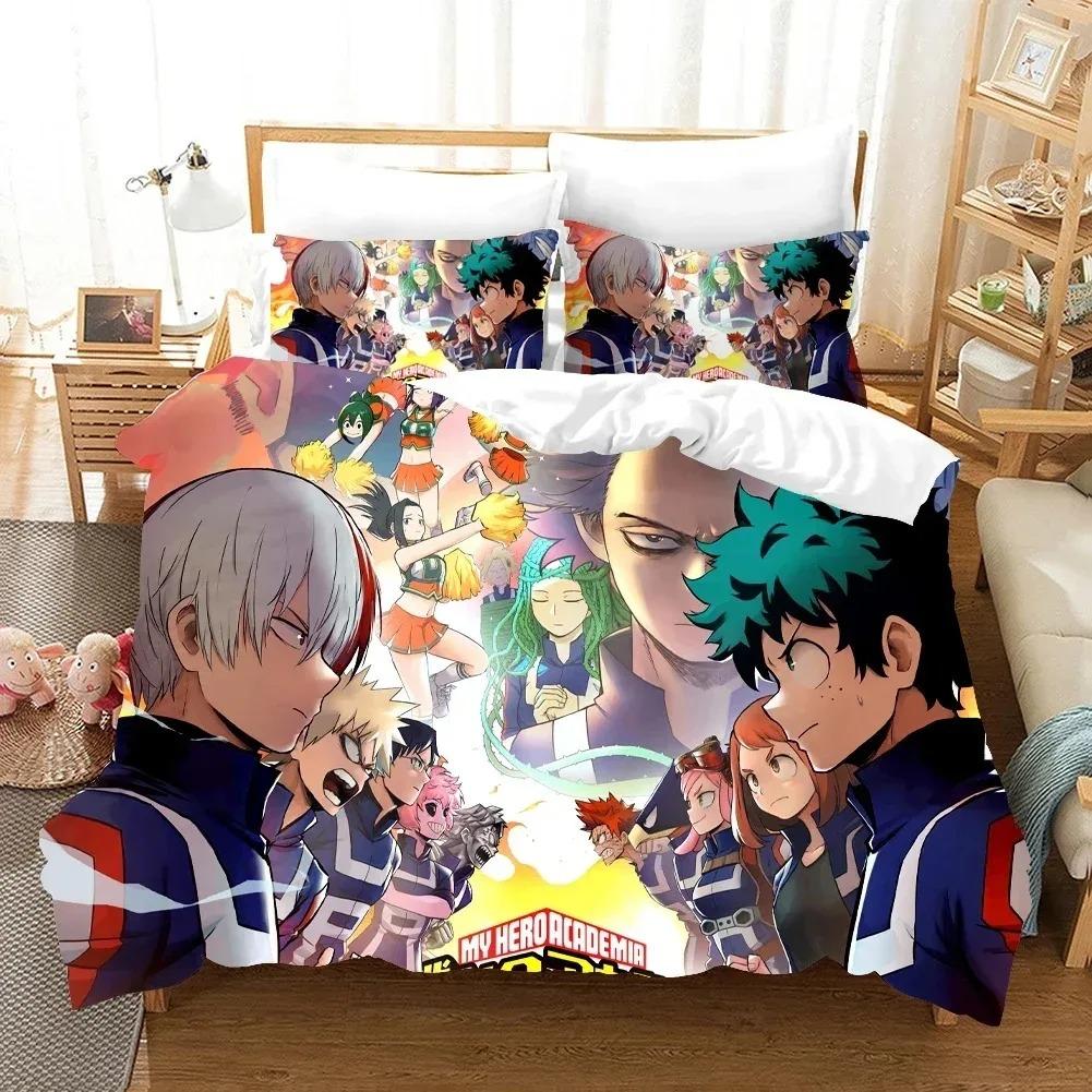 Comforter New Anime My Hero Academy Bedding Set Anime Characters 3D Quilt Bed Set Queen King Size Kids Boys Home Textile