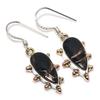 Natural Black Copper Turquoise 925 Solid Sterling Silver Gift Earring 1.25" a3P88