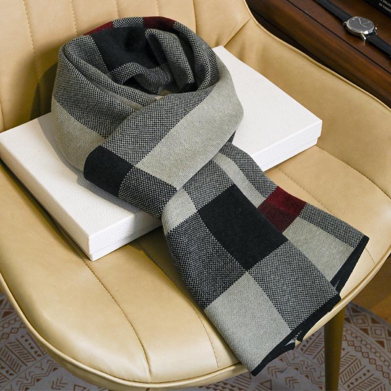 

Warm Shawl Man Scarf Luxury Cashmere Winter Blanket Wraps Casual Plaid Print Pashmina Bufanda Travel Poncho Stoles Echarpe 30x180cm