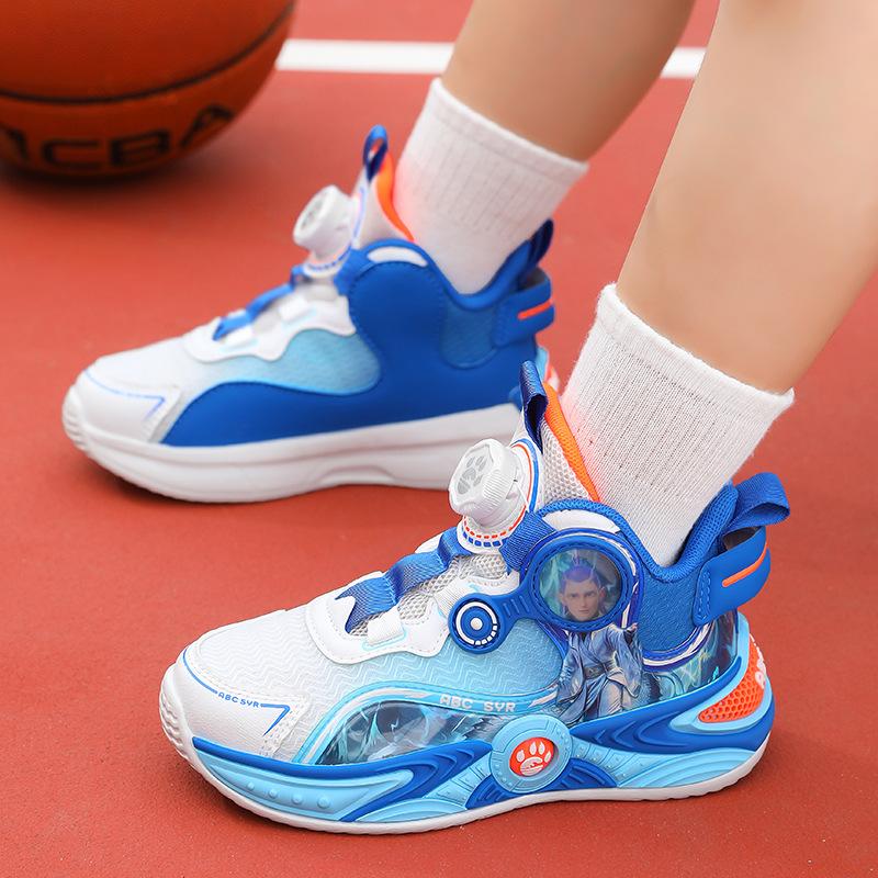 Nezha children's basketball shoes 2025 autumn new boys' shoes mesh breathable non-slip lightweight boys' sports shoes