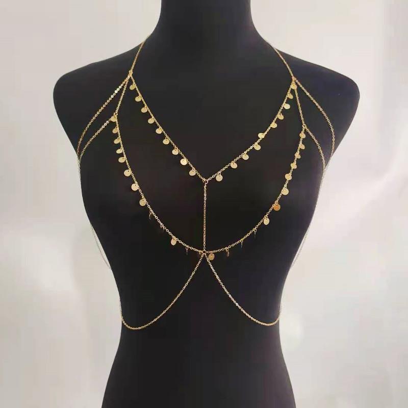 Waist chain feminine minimalist temperament sequined fringed waist bikini chest chain beach style nightclub sexy body chain