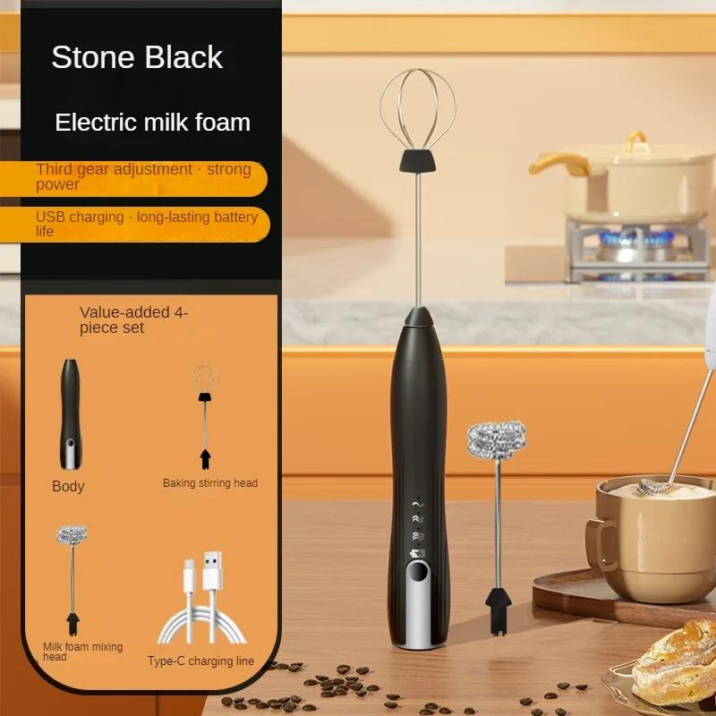Handheld Doppelstab Kabelloser Schneebesen Vanillepudding Aufschäumer Mini Tragbarer Mixer Kaffee Milch Drei Geschwindigkeitsstufen Eischnee Geschlagen USB