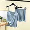 Ladies' Loose Casual Wear With Chest Cushion, Camisole, Shorts, Home Suit Set, Summer Thin Design, Can Be Worn Outside, Solid Color Pajamas