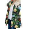 Women's Fashionable And Casual Christmas Printed Mid Length Cardigan Long Sleeved Jacket