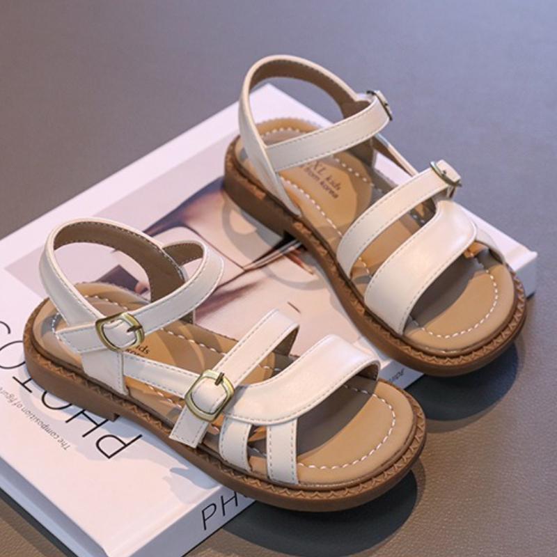 New Sandals Fashion Simple Retro Girls' Shoes Summer Flat Lightweight Kid Shoe Classic Elegant Daily Casual 2025 Beach Shoes