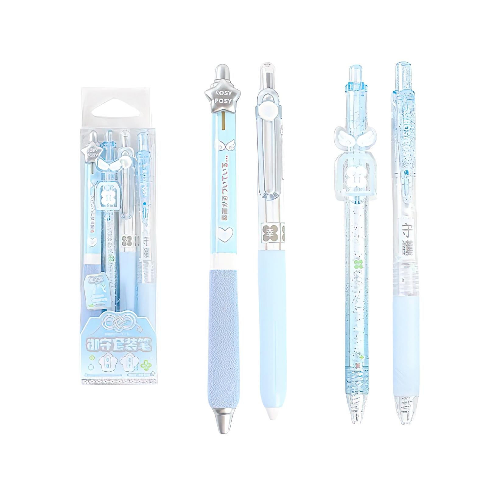 

4pcs Good Luck Gel Pens Set Sweety Japanese Style 0.5mm Ballpoint Black Ink for Writing Student Back to School Kids Gift