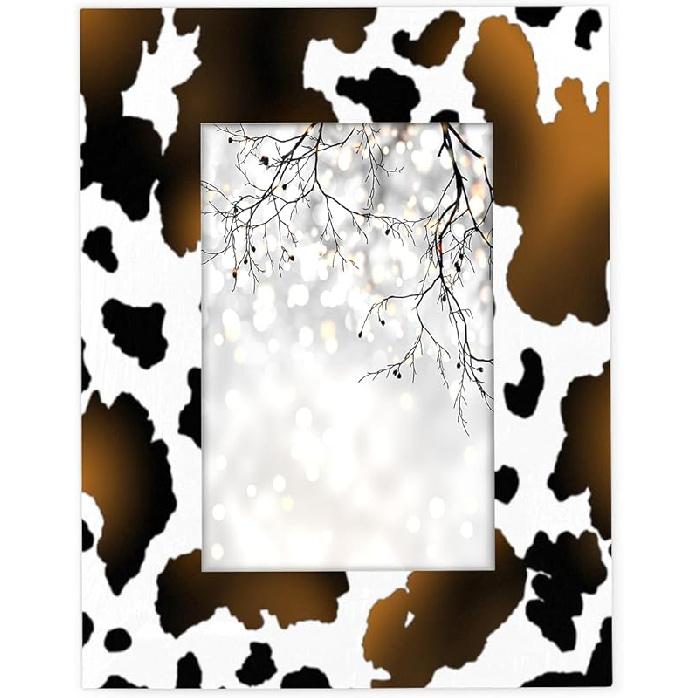 5x7 Picture Frame Animal Cow Print Photo Frame for Wall and Tabletop Display Wooden Photo Picture Frame Home Decor 4*6
