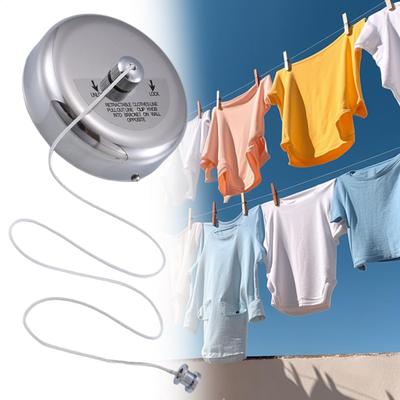 Retractable Clothesline Indoor 9Ft Stainless Laundry Line Indoor Clothesline Wall Mount Drying Rack Heavy Duty For Dorm Balcony