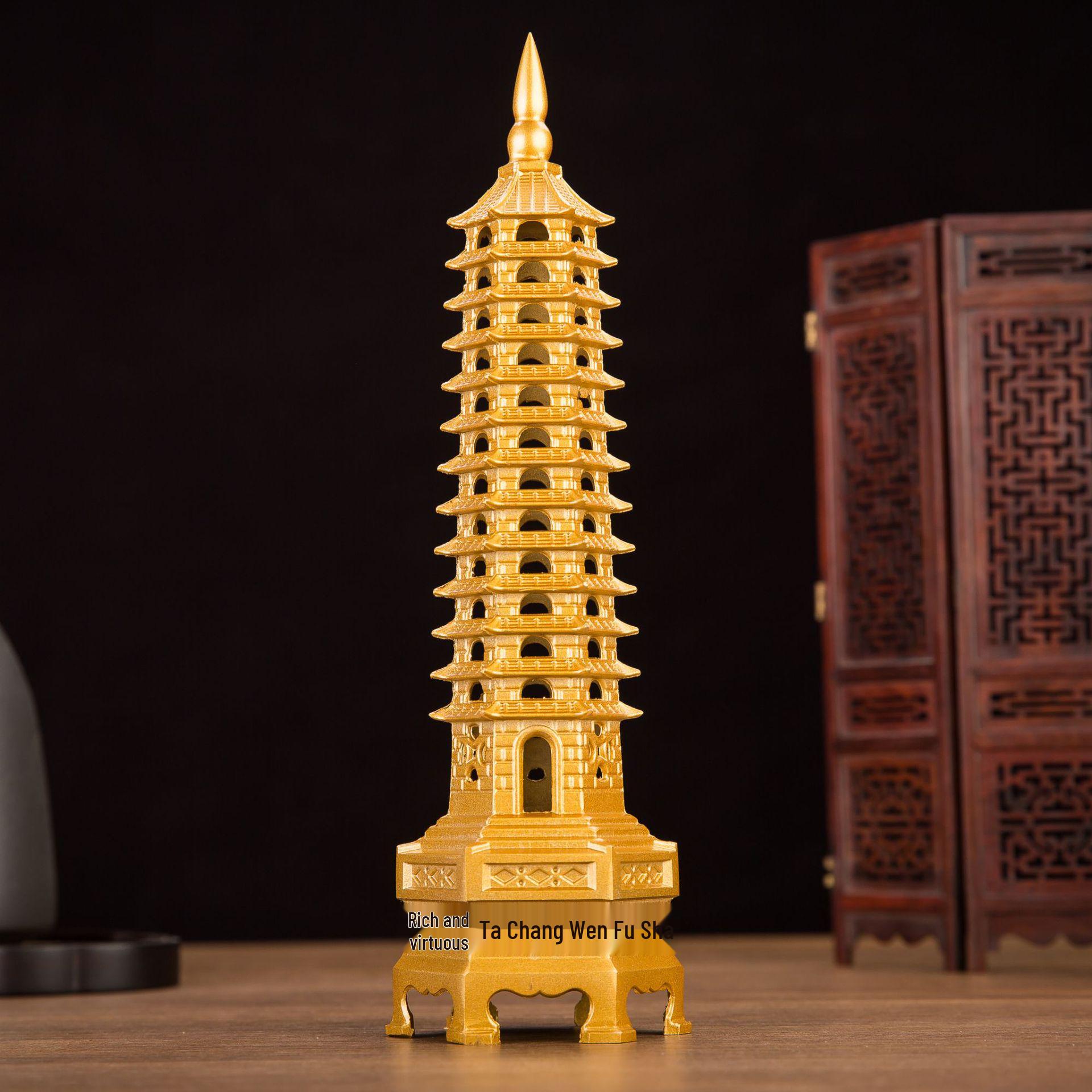Thirteen-Layer Brass Wenchang Tower Desktop Ornament