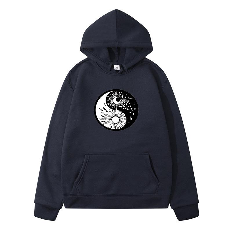 Sun Moon Taiji Printed Sweatshirts for Men Clothing Fashion,Casual  New in Hoodies Sweatshirts Harajuku Y2k Men's