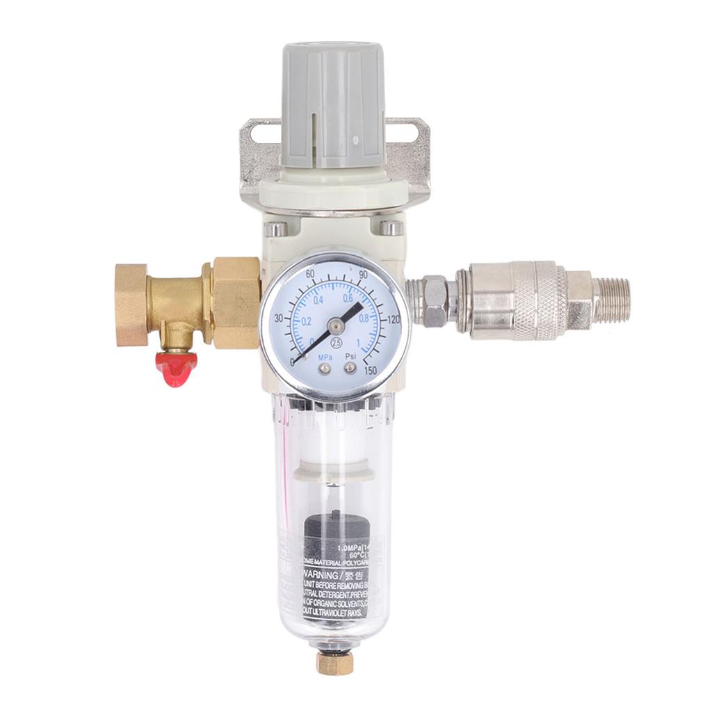 Filtru automat de scurgere, filtru de umiditate pentru compresor de intrare NPT de 1/2 inch cu manometru de 150 PSI