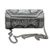 Kobieca Przyciągająca Wzrok Ręcznie Robiona Cylinder Okrągła Etniczna Srebrna Metalowa Torebka Antyczne Ślubne Puzderko