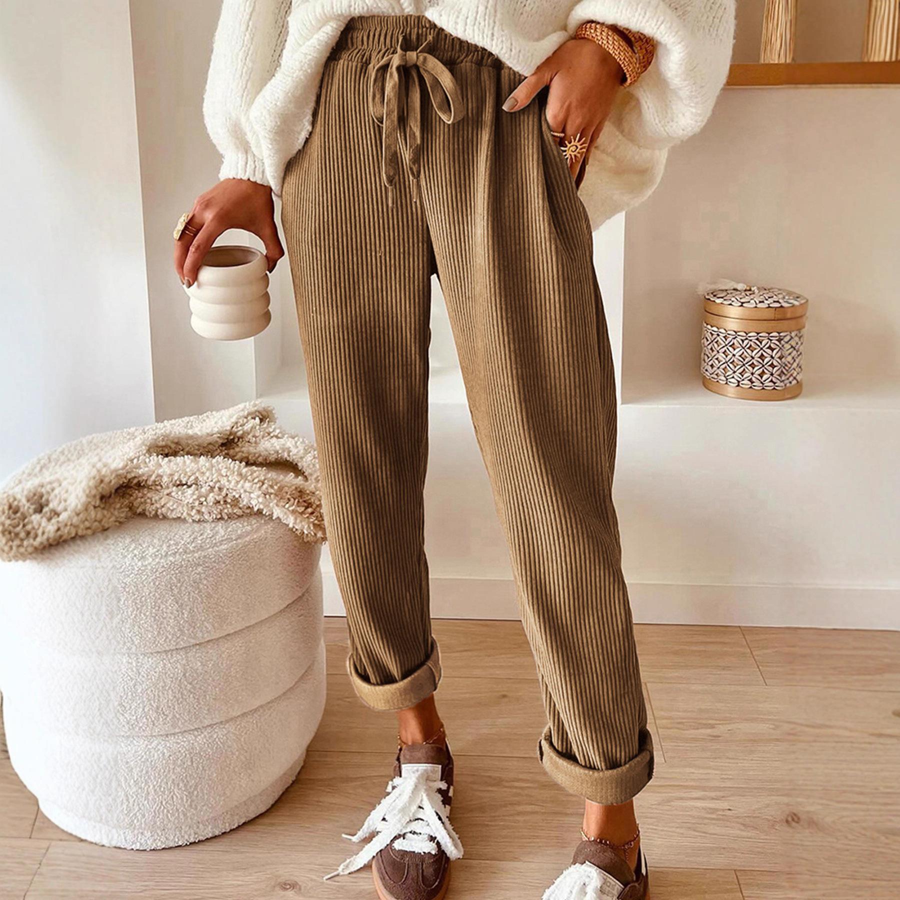 2026 Women s New Casual Pants Fashionable Solid Color Wide Leg Pants Women s Pants S