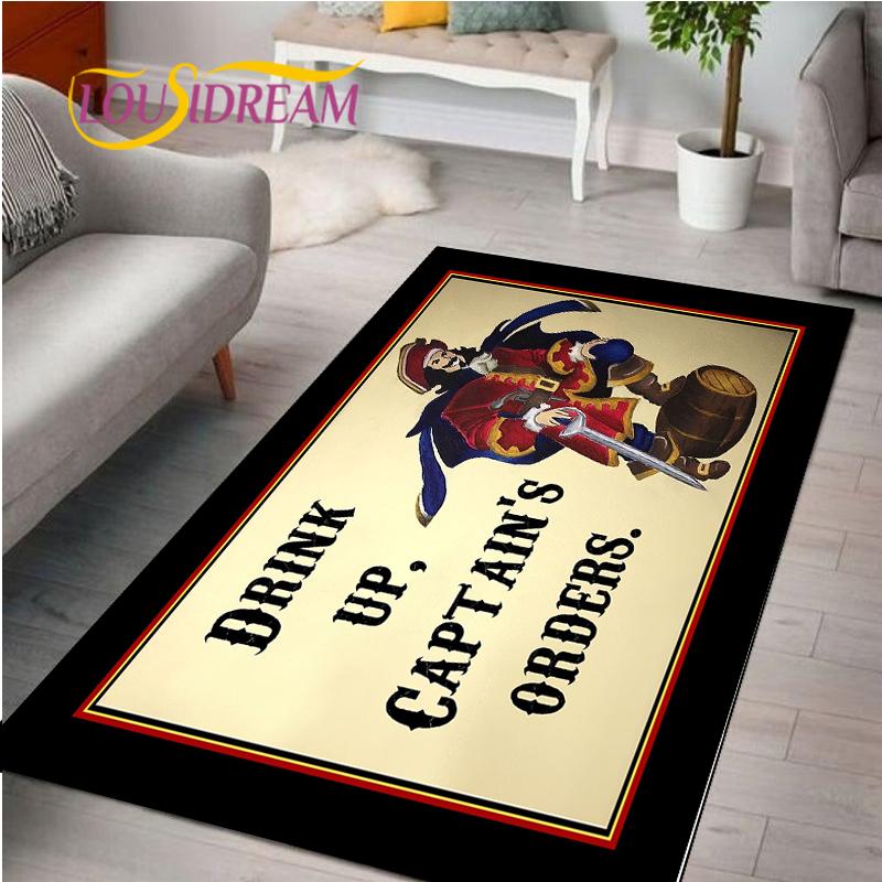 Captain Morgan Musterteppich für Schlafzimmer Wohnzimmer Teppich für Küchenbodenmatten Heimdekor Kinder Rutschfeste Bodenmatte Teppich Alfombra